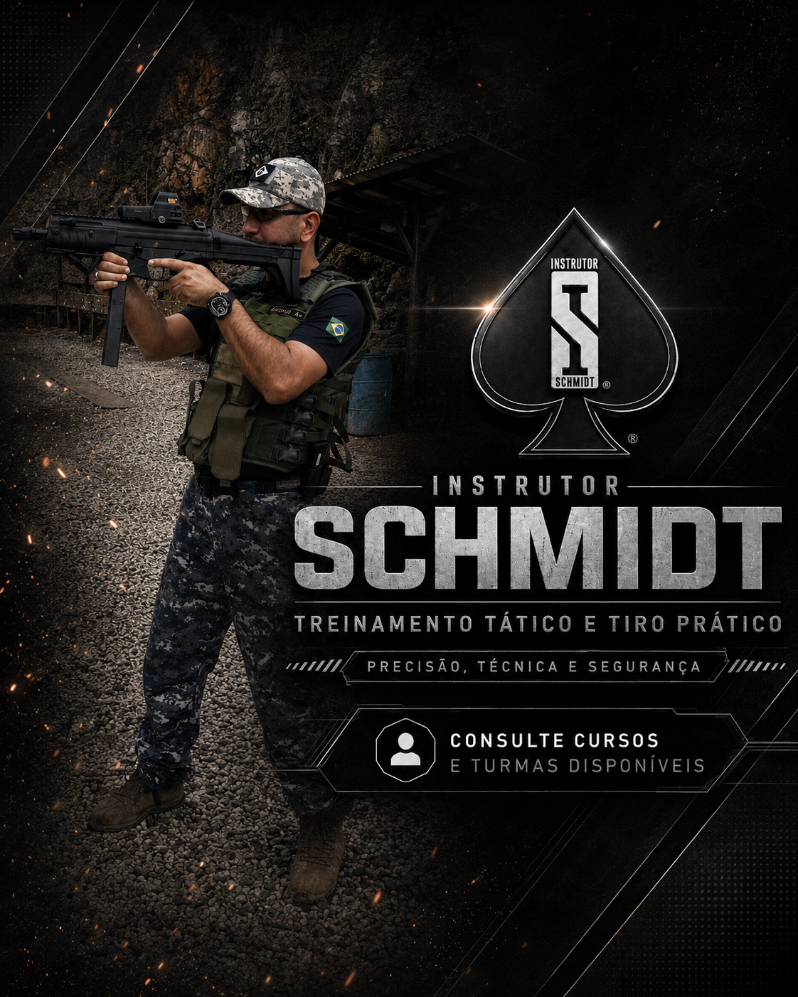 Arte Instrutor Schmidt com arma longa