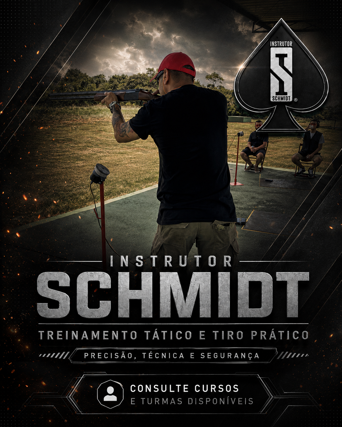Arte Instrutor Schmidt em treinamento de tiro esportivo