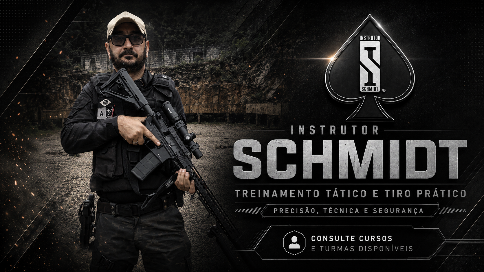 Banner Instrutor Schmidt treinamento tatico e tiro pratico